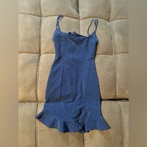 Lucy in the sky Monroe Shimmer Ruffle Dress In Royal Blue